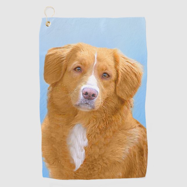 Nova Scotia Duck Tolling Retriever Dog Painting Golfhandtuch (Vorderseite)