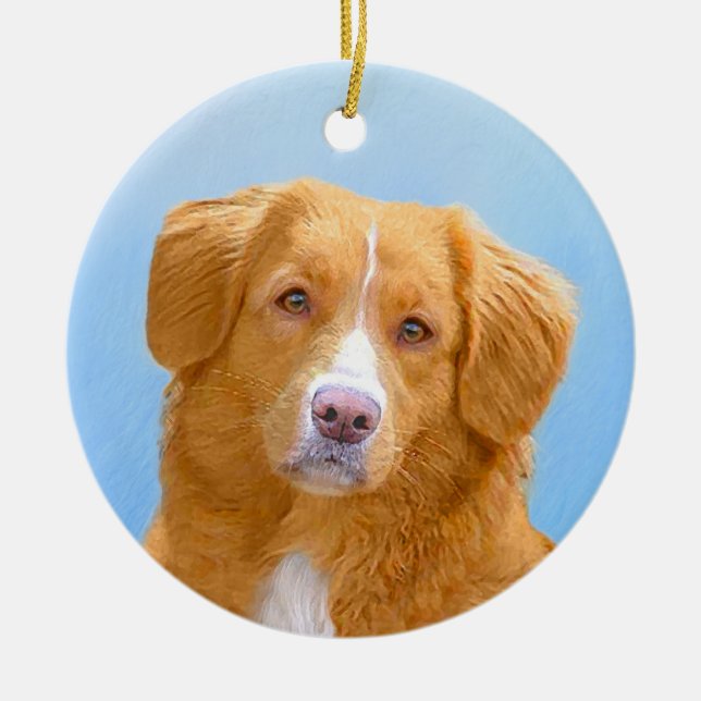 Nova Scotia Duck Tolling Retriever Dog Painting Keramik Ornament (Vorne)