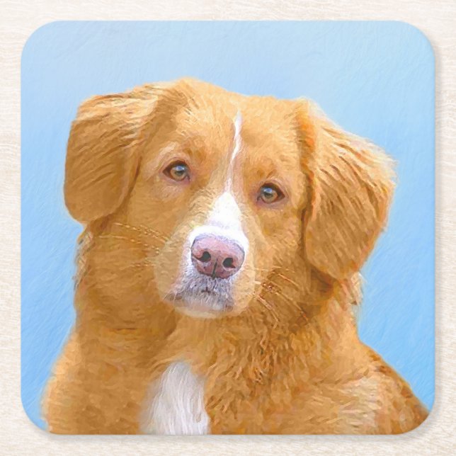 Nova Scotia Duck Tolling Retriever Dog Painting Rechteckiger Pappuntersetzer (Vorderseite)