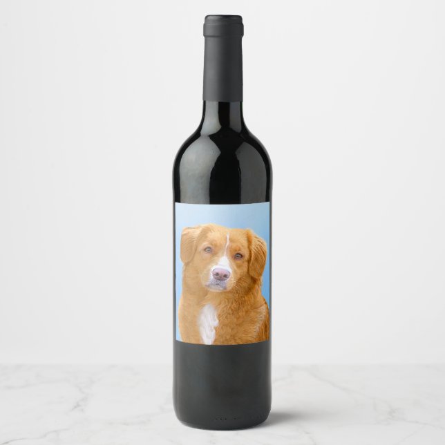 Nova Scotia Duck Tolling Retriever Dog Painting Weinetikett (Vorderseite)