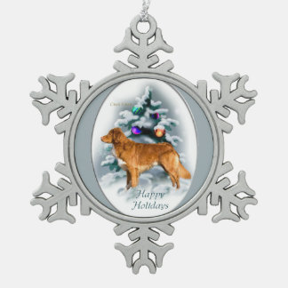 Nova Scotia Duck Tolling Retriever Schneeflocken Zinn-Ornament