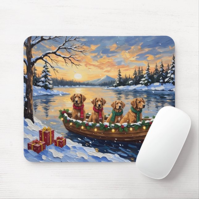 Nova Scotia Duck Tolling Retriever Weihnachtsboot  Mousepad (Mit Mouse)