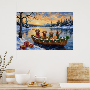 Nova Scotia Duck Tolling Retriever Weihnachtsboot Poster