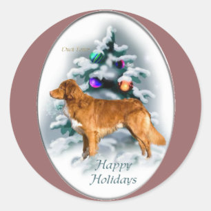 Nova Scotia Duck Tolling Retriever Weihnachtsgesch Runder Aufkleber