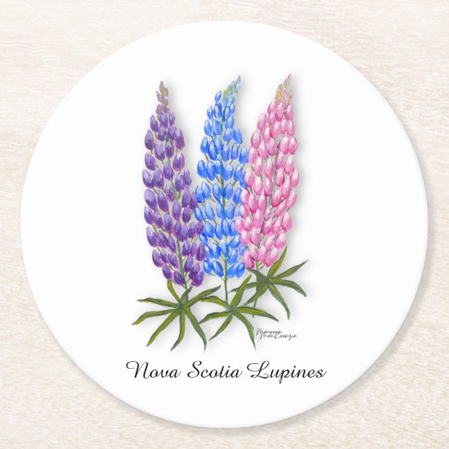 Nova Scotia Lupines Runder Pappuntersetzer (Vorderseite)