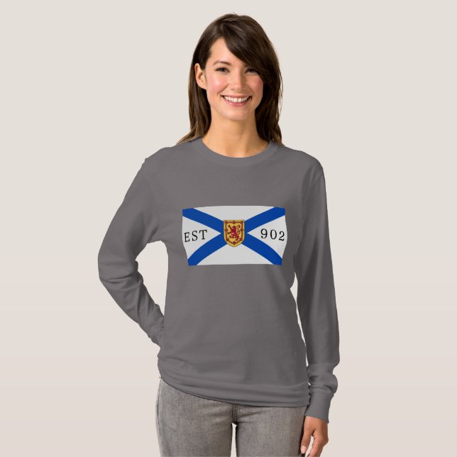 Nova Scotia Shirt nova scotia flag 902 Editable (Vorne ganz)