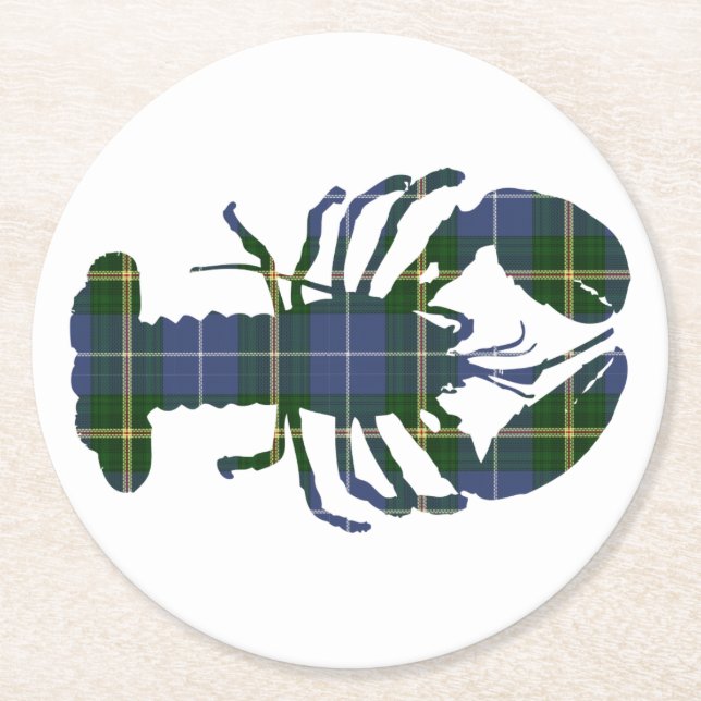 Nova Scotia Tartan Hummer Pullboard Trinkcoaster Runder Pappuntersetzer (Vorderseite)