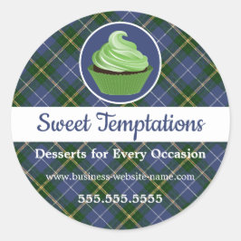 Nova Scotia Tartan Kariert Cupcake Bakery Classic  Runder Aufkleber