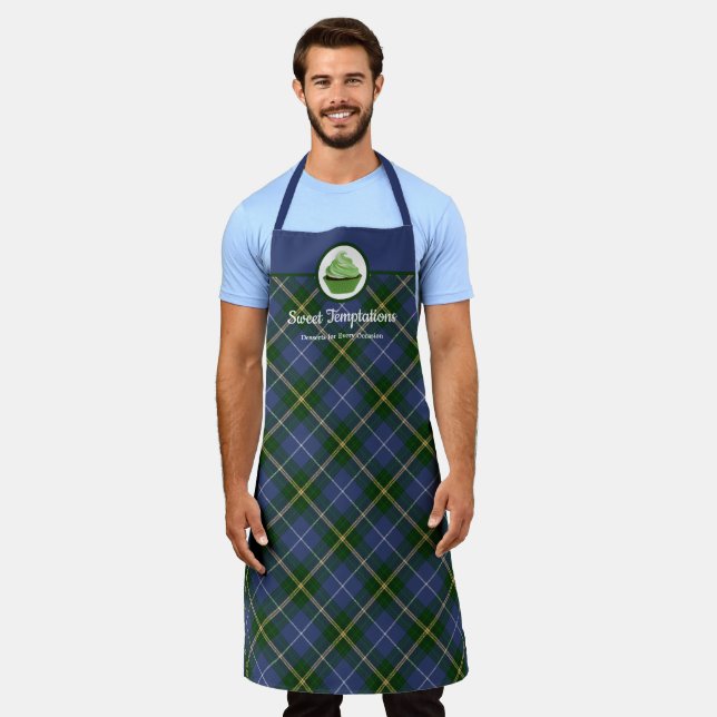 Nova Scotia Tartan Karierte Bäckerei Cupcake Große Schürze (Getragen)