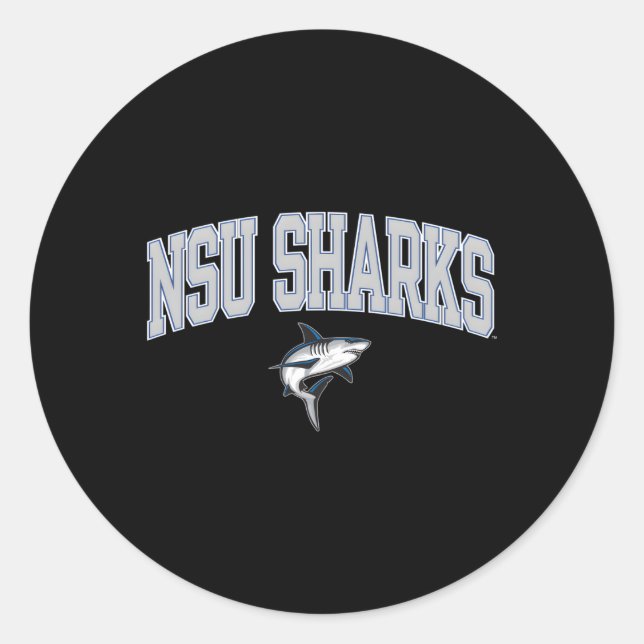 Nova Southeastern Sharks Arch Over Blue Runder Aufkleber (Vorderseite)
