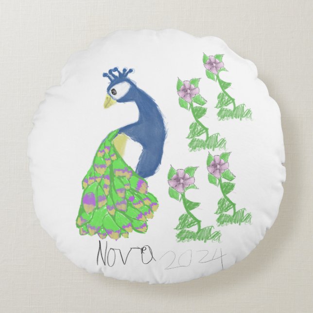 Nova Special Pfauenhandziehgerät Rundes Kissen (Vorderseite)