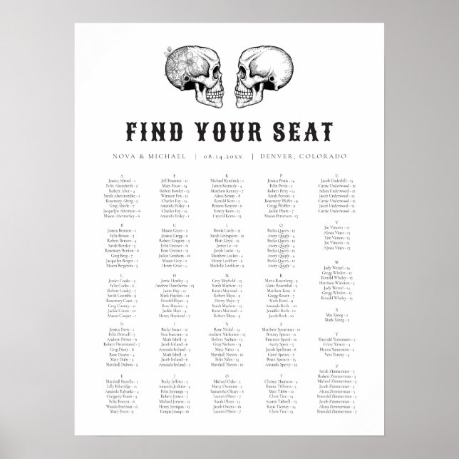NOVA Til Death Gothic Skull Wedding Chart Poster (Vorne)