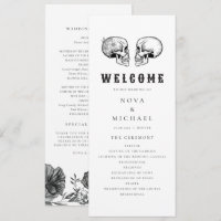 NOVA Til Death Gothic Skull Wedding Program Card