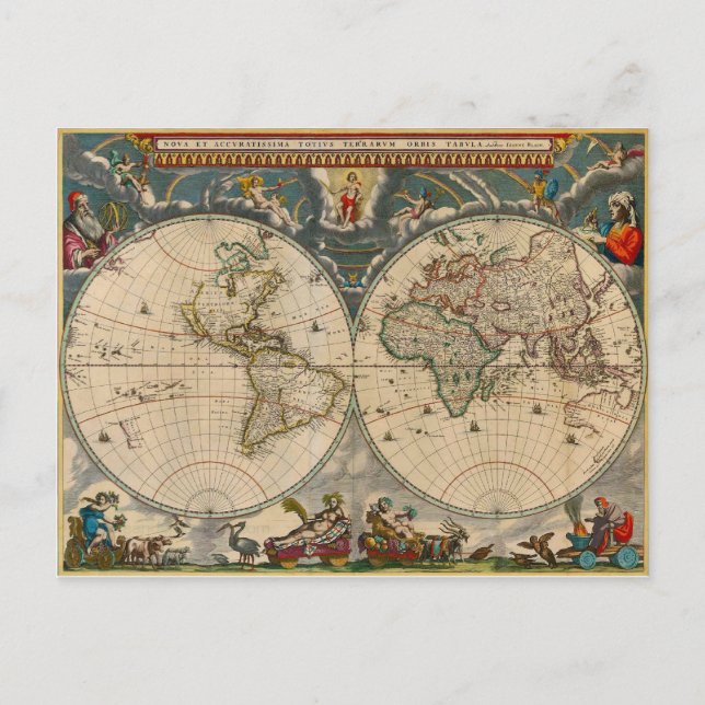 Nova Totius Terrarum Orbis Tabula Weltkarte Postkarte (Vorderseite)