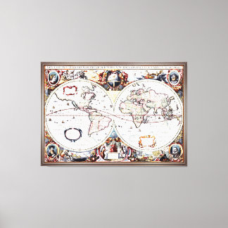 Nova Totius Terrarum Orbis von Henricus Hondius II Leinwanddruck