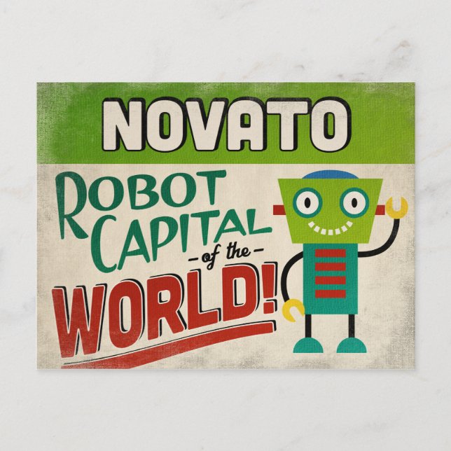 Novato California Robot - Funny Vintag Postkarte (Vorderseite)