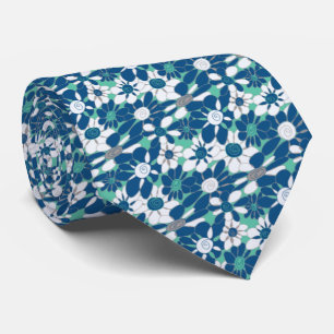 Novelty Aquamarin und Blue Floral Neck Tie Krawatte