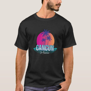 Novelty Cancun Mexico Sunset Palm Tree Ocean Wave T-Shirt