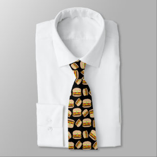 Novelty Food Burgers Cheeseburger Pattern Neck Tie Krawatte