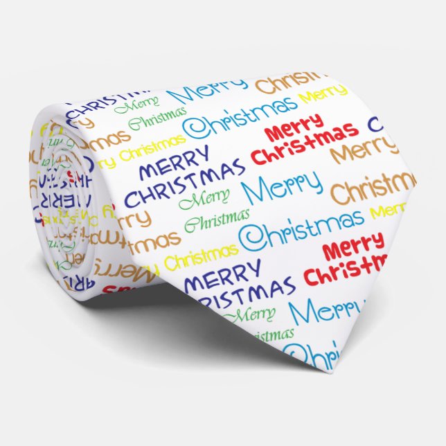 Novelty Merry Christmas Krawatte (Gerollt)
