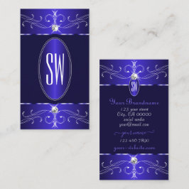 Novelty Royal Blue Verziert Ornaments Monogram Chi Visitenkarte