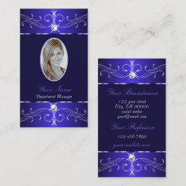 Novelty Royal Blue Verzierte Ornamente Visitenkarte