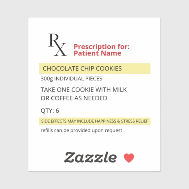 Novelty-Rx-Verschreibung Etikett Aufkleber (Blatt)