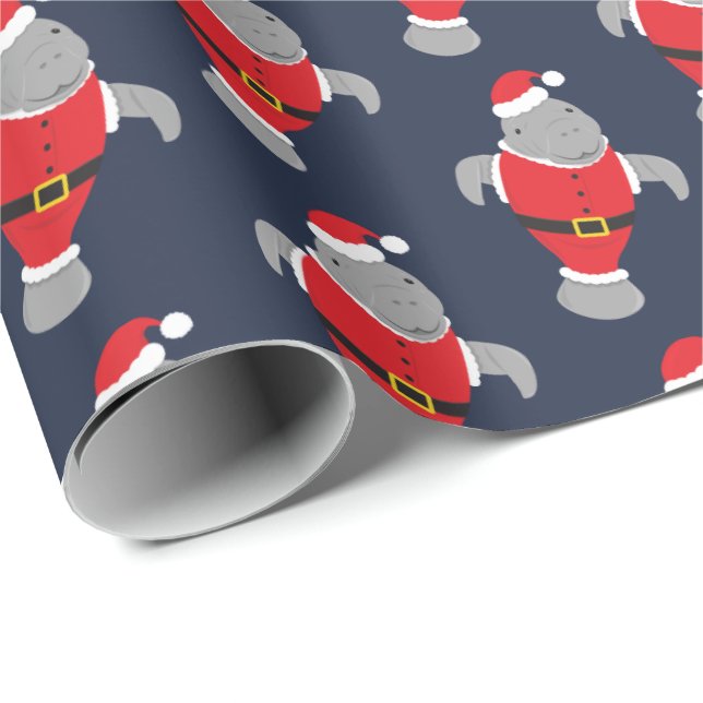 Novelty Santa Animal Manatee Weihnachten Geschenkpapier (Rolleneckpunkt)