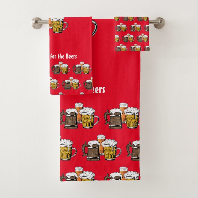 Novelty Trois Bières Cartoon CUSTOMIZABLE Rouge (En situation)