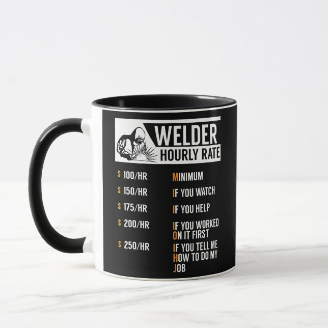 Novelty Welders Stundensätze sarkastisch Tasse (Links)