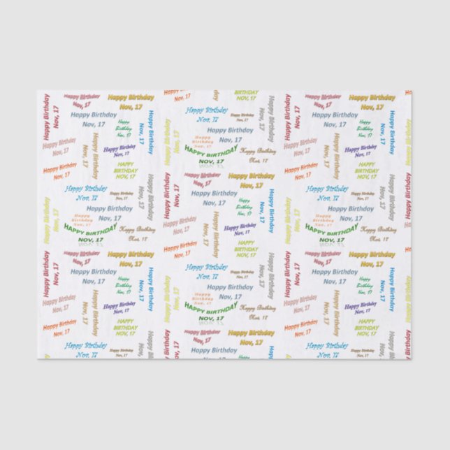 November, 17 Geburtstags-Gewebepapier Seidenpapier (Vorderseite)