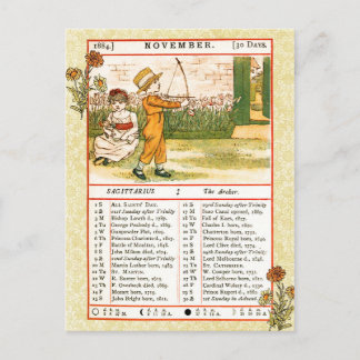 November 1884 Almanac. Schütze Postkarte