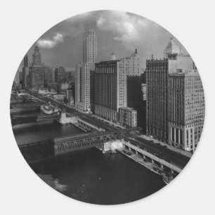 November 1939:  Die Stadt von Chicago Runder Aufkleber