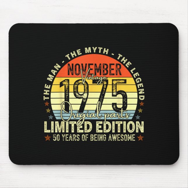 November 1975 50th Birthday For Men Women 50 Year  Mousepad (Vorne)