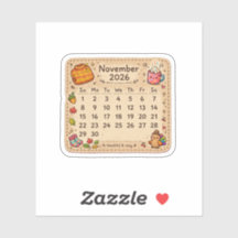 November 2026 Kalender Aufkleber | Gemütlicher Her
