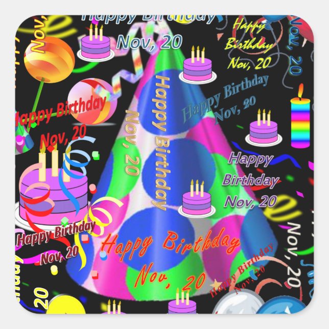November, 20 Kindergeburtstag Stickers (Vorderseite)