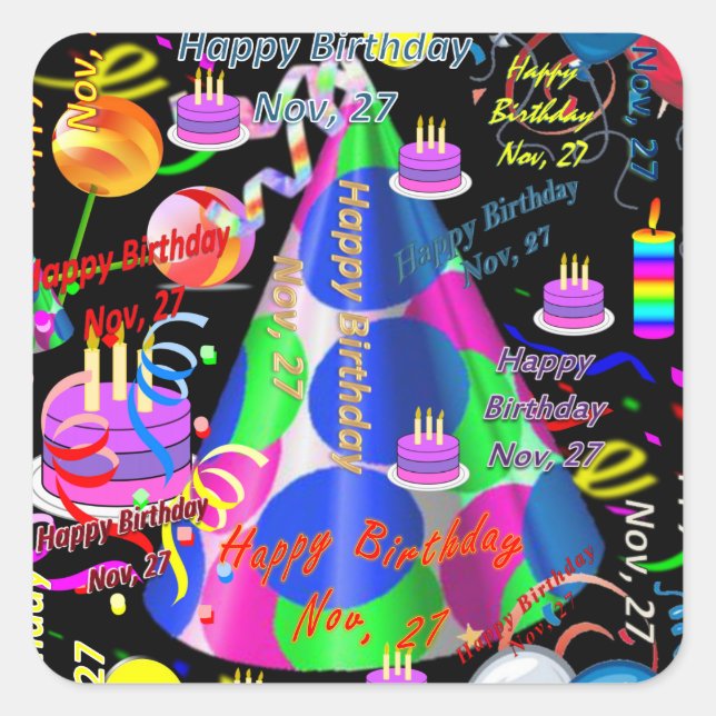 November, 27 Kindergeburtstag Stickers (Vorderseite)