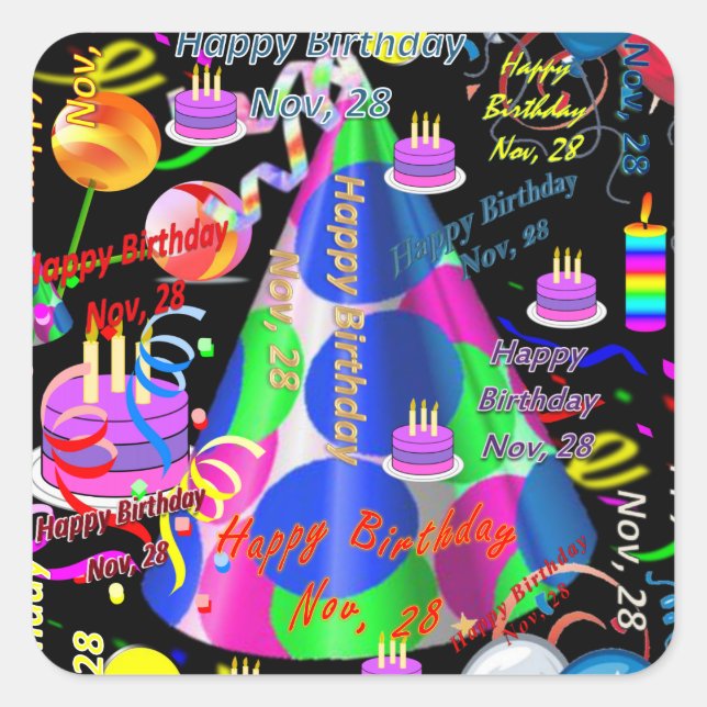 November, 28 Kindergeburtstag Stickers (Vorderseite)