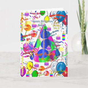 November, 2 Geburtstag Grußkarte geklappt Karte