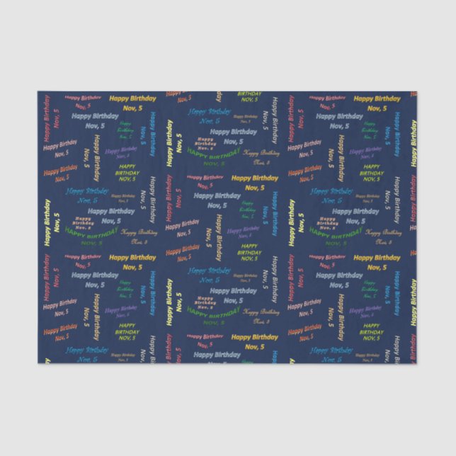 November, 5 Geburtstags Tissue Paper Seidenpapier (Vorderseite)