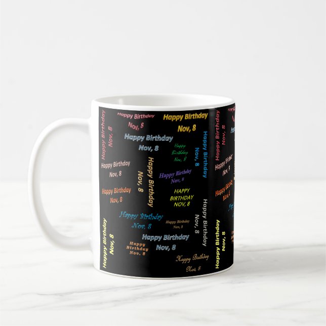 November, 8. Geburtstag Tasse (Links)