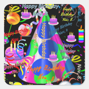 November, 8 Kindergeburtstag Stickers
