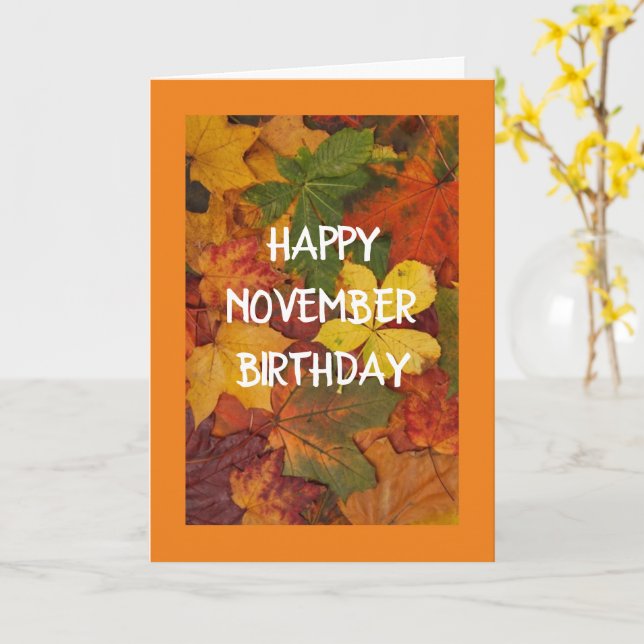 **NOVEMBER BIRTHDAYS** VERLASST BLÄTTER BLÄTTER! KARTE (Gelbe Blume)