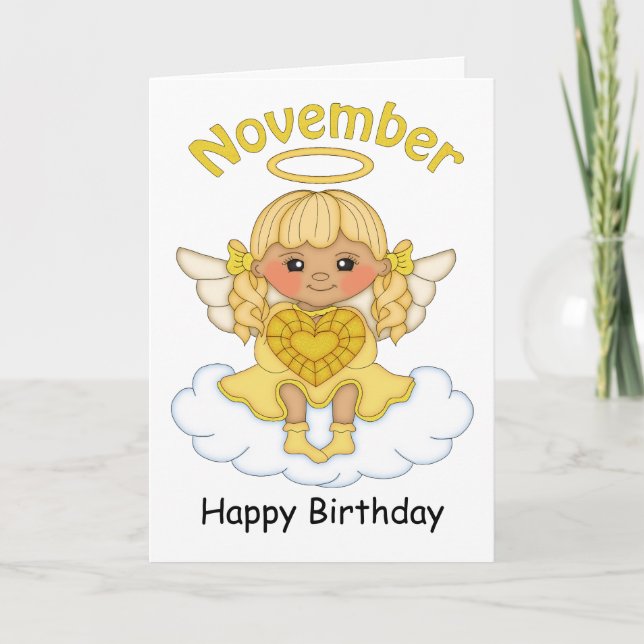 November Birthstone Angel Blonde Geburtstagskarte Karte (Vorderseite)