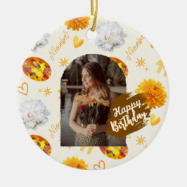 November Birthstone & Flower Custom Birthday Keramik Ornament
