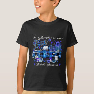 November Blue Truck Pumpkin Fall Fusion Diabetes K T-Shirt