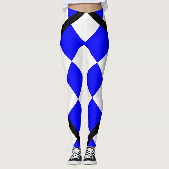 NOVEMBER Blue White Checked Square Leggings (Vorderseite)