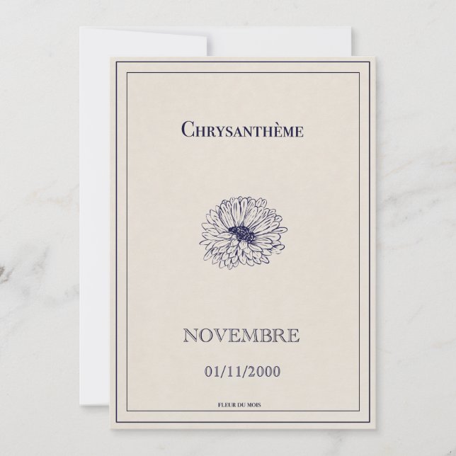 November-Blütenkarte, Chrysanthemen Feiertagskarte (Vorderseite)