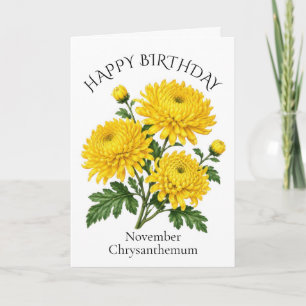 November-Chrysanthemen-Geburtstag Karte