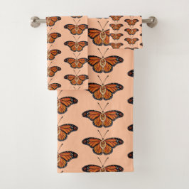 November Citrine Monarch Butterfly Design Badhandtuch Set